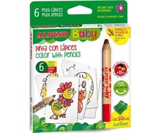 Alpino Stori 6 spalvų pieštukai + gyvūnų kortelės