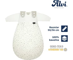 Alvi Baby-Maksio, trijų dalių miegmaišis su mėlynais taškeliais ir Džersio raštu, 50/56