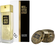 Alyssa Ashley rinkinys: Musk Eau De Parfum unisex, 100 ml + Musk kvapioji žvakė, 110 g
