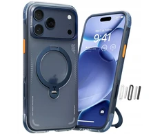 Dėklas Amazingthing TORRAS Ostand Spin Air - etui do iPhone 17 Pro kompatybilne su MagSafe (midnight mėlynas) [N]