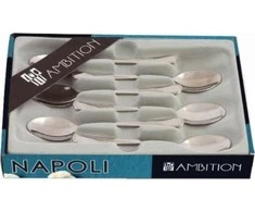 Dajar Šaukšteliai arbatiniai 6 vnt NAPOLI 12 cm nerūdijantis plienas Ambition 89584