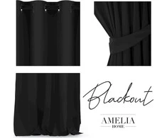 Naktinė užuolaida su žiedais AmeliaHome BLACKOUT 140X270 cm, 1 vnt., spalva: juoda