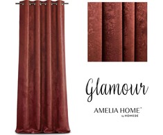 Naktinė užuolaida su žiedais AmeliaHome Glamour, 140X250 cm, spalva: vyno