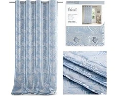 AmeliaHome Užuolaida su lapų raštu šviesiai mėlyna Velvet Amelia Home