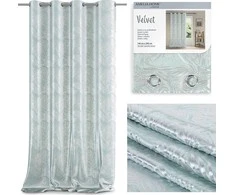 AmeliaHome Užuolaida su žiedais Velvet sidabrinių lapų raštu mėtinės spalvos