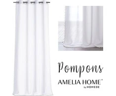 AmeliaHome Užuolaida su kilputėmis ir dekoratyviniais bumbulais balta