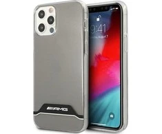 Mercedes Benz Apple iPhone 12 / 12 Pro Mercedes AMG dėklas Electroplate Juodas&amp;Baltas (AMHCP12MTCBW) skaidrus