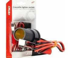 Automobilio maitinimo lizdo adapteris su krokodilo tipo gnybtais 12/24V 100 cm, AMIO-03804