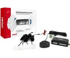 Parkavimo pagalbos sistema su garso signalu, 4 balti jutikliai 22 mm AMIO-01568