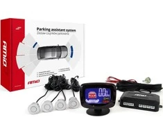 Parkavimo pagalbos sistema LED-GRAF, 4 sidabro spalvos jutikliai 22 mm AMIO-01561