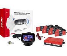 Parkavimo pagalbos sistema LED-GRAF, 4 juodi jutikliai 19 mm, sunkvežimiams AMIO-02280