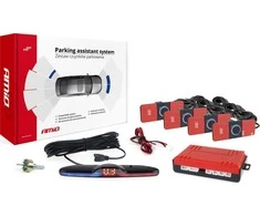 Parkavimo pagalbos sistema MAX LED, 4 juodi jutikliai, vidinis montavimas 16,5 mm AMIO-02291