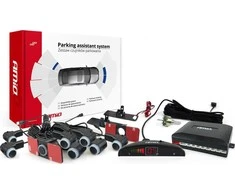 Parkavimo pagalbos sistema LED, 8 juodi jutikliai, vidinis montavimas 16,5 mm AMIO-02256