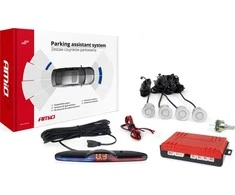Parkavimo pagalbos sistema LED, 4 juodi jutikliai, vidinis montavimas 16,5 mm AMIO-02255