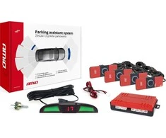 Parkavimo pagalbos sistema LED COB, 4 juodi jutikliai, vidinis montavimas 16,5 mm AMIO-02285