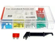 Standartinių peiliukų automobilinių saugiklių rinkinys, 80 vnt., mišinys, amio-02224