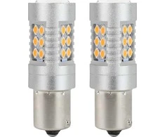 LED lemputės canbus bau15s py21w oranžinės gintaro spalvos 12v 24v amio-02580