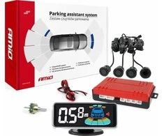 Parkavimo pagalbos sistema LED-GRAF 3D, 4 juodi jutikliai GOLD 18 mm AMIO-03186