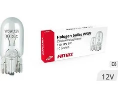 Halogeninės lemputės W5W T10 5W W2.1x9.5D 12V 10 vnt. (E8) amio-01483