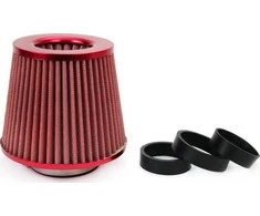 Kūginis oro filtras automobiliui, universalus, raudonas, su 3 adapteriais, AMIO-01042