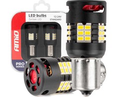 LED lemputės canbus pro series 1156 ba15s p21w r10w r5w 24x3020 smd ventiliatorius baltas 12v 24v amio-03721