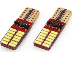 Żarówki led canbus 24smd 4014 t10e w5w baltas 12v 24v amio-01287