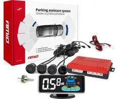 Parkavimo pagalbos sistema LED-GRAF 3D, 4 juodi jutikliai 21,5 mm AMIO-03185