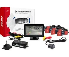 Amio Parkavimo pagalbos sistema TFT01 4,3" su HD-307-IR kamera, 4 juodi jutikliai, vidinis montavimas