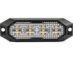 Plokščia LED įspėjamoji blykstės lempa, oranžinė, 4x3W, R65 R10, 12V/24V, IP6K9K AMIO-03929