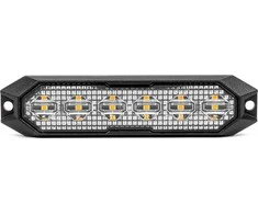 Plokščia LED įspėjamoji lemputė 6x3W 12/24V R65 R10 AMIO-03930
