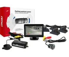 Amio Parkavimo pagalbos sistema TFT01 4,3" su HD-308-LED kamera, 4 juodi jutikliai, sunkvežimiams