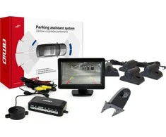 Amio Parkavimo pagalbos sistema TFT01 4,3" su HD-502-IR kamera, 4 juodi jutikliai, sunkvežimiams