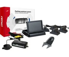 Amio Parkavimo pagalbos sistema FT02 4,3" su HD-502-IR kamera, 4 juodi jutikliai, sunkvežimiams