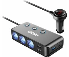 Išplėtimo lizdas su voltmetru, USB ir USB-C 12–24 V, AMIO-03781