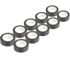PVC izoliacinių juostų rinkinys, 10 vnt. juodų, 19 mm x 10 m x 0,13 mm, amio-04845