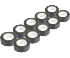 PVC izoliacinių juostų rinkinys, 10 vnt. juodų, 19 mm x 20 m x 0,13 mm, amio-04844