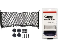 Bagažinės tinklas su kišene ir laikikliais 100×40 cm, AMIO-02148