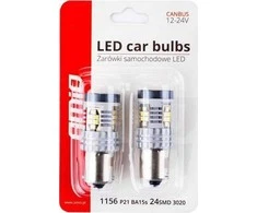 Amio Canbus 3020 24smd 1156 ba15s p21w r10w r5w baltos 12v / 24v LED lemputės