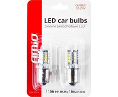 LED lemputės canbus 3030 16smd 1156 ba15s p21w r10w r5w baltas 12v 24v amio-02796