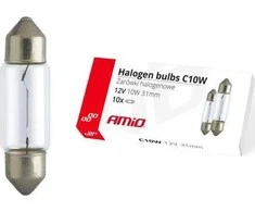 Halogeninės lemputės C10W festono formos 31mm 12V 10 vnt. amio-02555