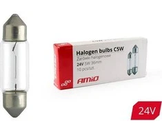 Halogeninės lemputės C5W festono formos 36mm 24V 10 vnt. amio-01000