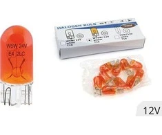 Halogeninės lemputės WY5W T10 5W W2.1x9.5D gintaro spalvos 12V 10 vnt. amio-01481