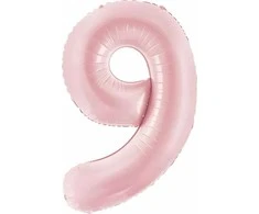 Party Deco PartyDeco folijos balionas numeris 9, 86 cm, šviesiai rožinis, 76211