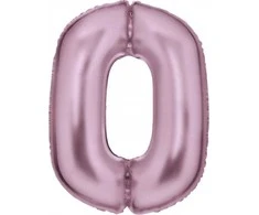 AMSCAN folijos balionas numeris 0 satininis pastelinis rožinis 86cm supakuotas 9917322