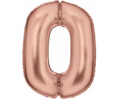 AMSCAN folijos balionas numeris 0 satino rožinis auksas 86cm 9917312