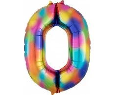AMSCAN Balon foliowy cyfra 0 tęczowy - 88 cm - 1 vnt. universalus
