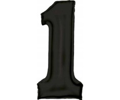 AMSCAN folijos balionas numeris 1 satino juodas 86cm N34 supakuotas 9917303