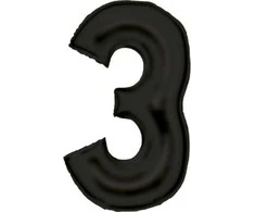 AMSCAN folijos balionas numeris 3 satino juodas 86cm N34 supakuotas 9917305