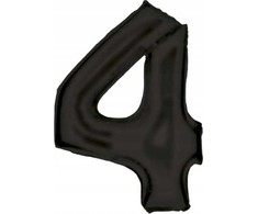 AMSCAN folijos balionas numeris 4 satino juodas 86cm N34 supakuotas 9917306