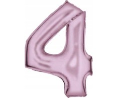 AMSCAN folijos balionas numeris 4 satininis pastelinis rožinis 86cm supakuotas 9917326